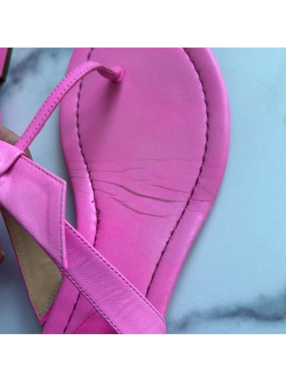 Alexandre Birman Pink Clarita Naked Leather Thong Sandals Size Italian 37 US 7 - Picture 4 of 13